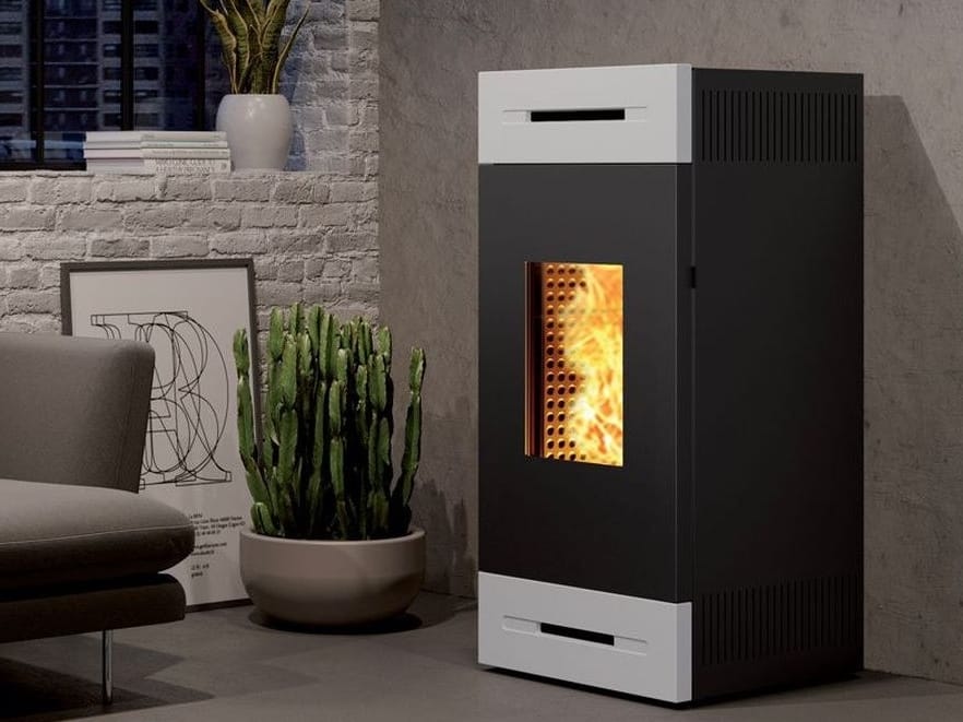 TILE M by CAMINETTI MONTEGRAPPA - Stufa / termostufa in acciaio classe A+