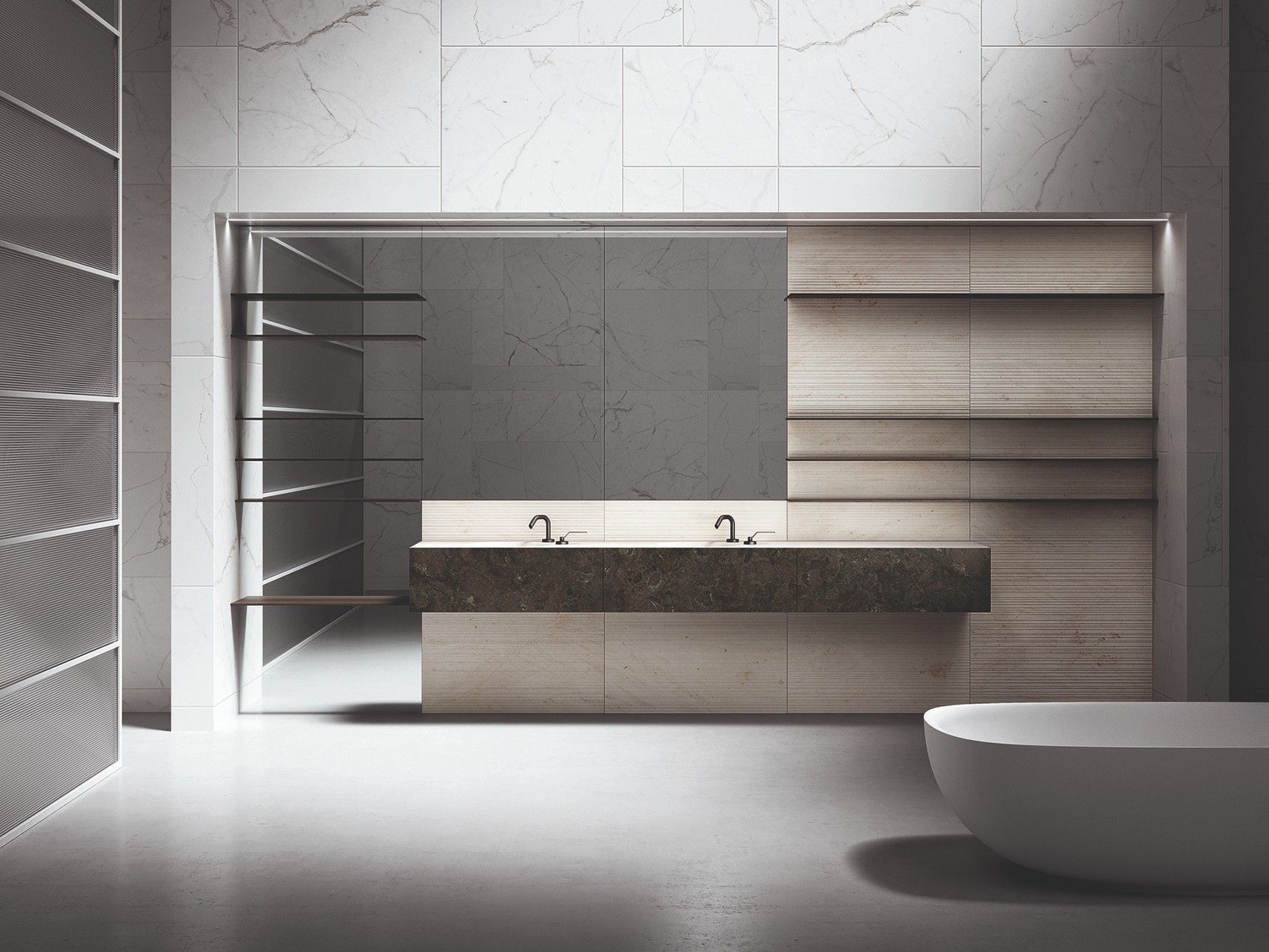 UPPER UNITS Mobile lavabo con specchio By Boffi design Piero Lissoni