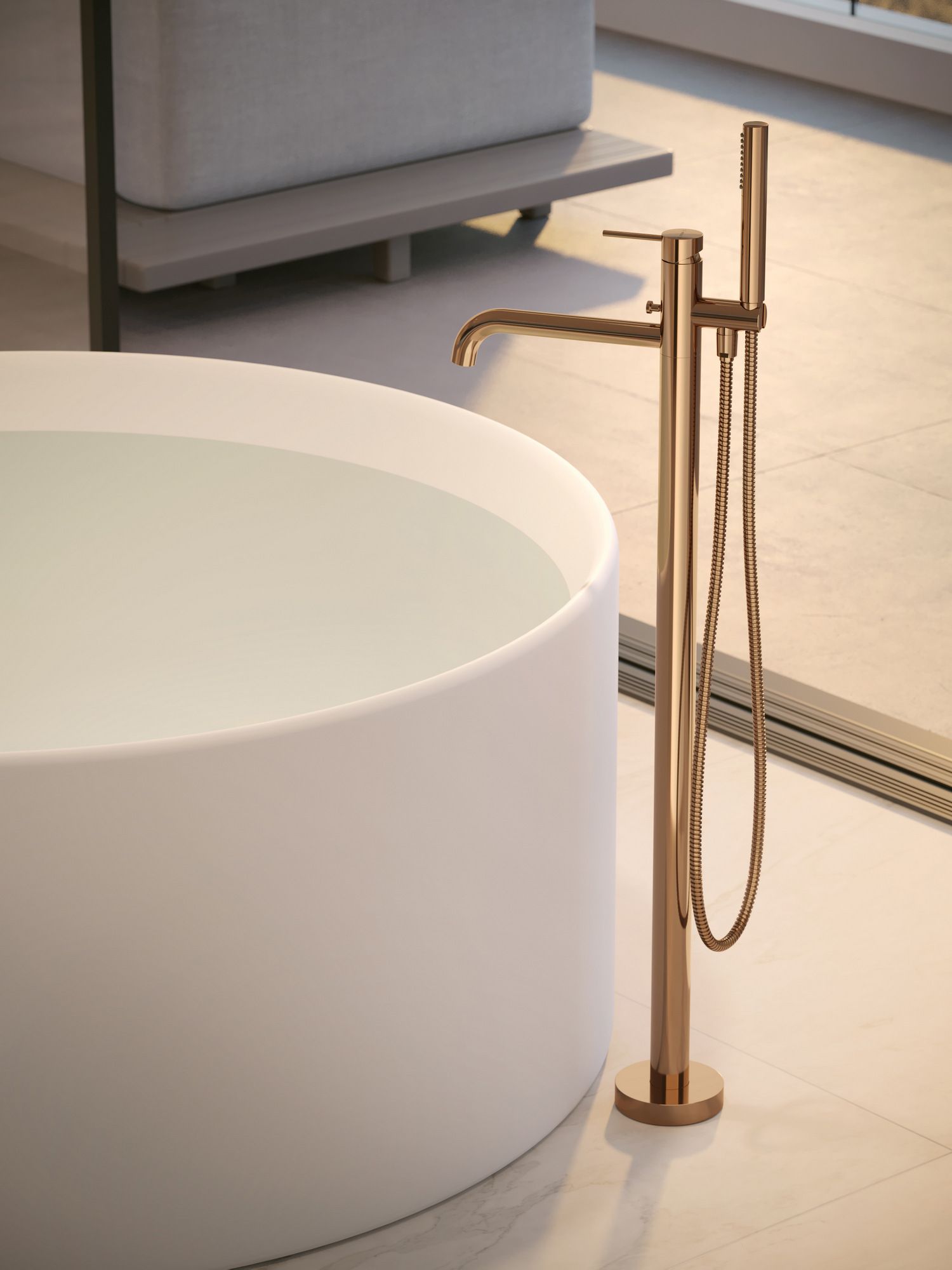 VELIS by Nobili - Miscelatore per vasca da terra monocomando con doccetta - 2