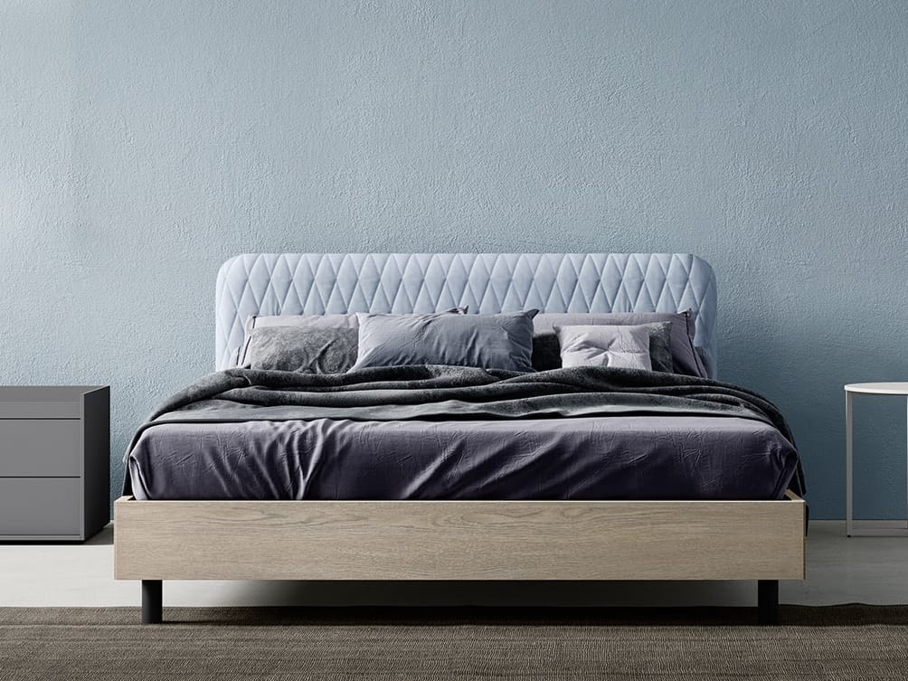 WING Double bed with upholstered headboard By Zalf design R&S Zalf