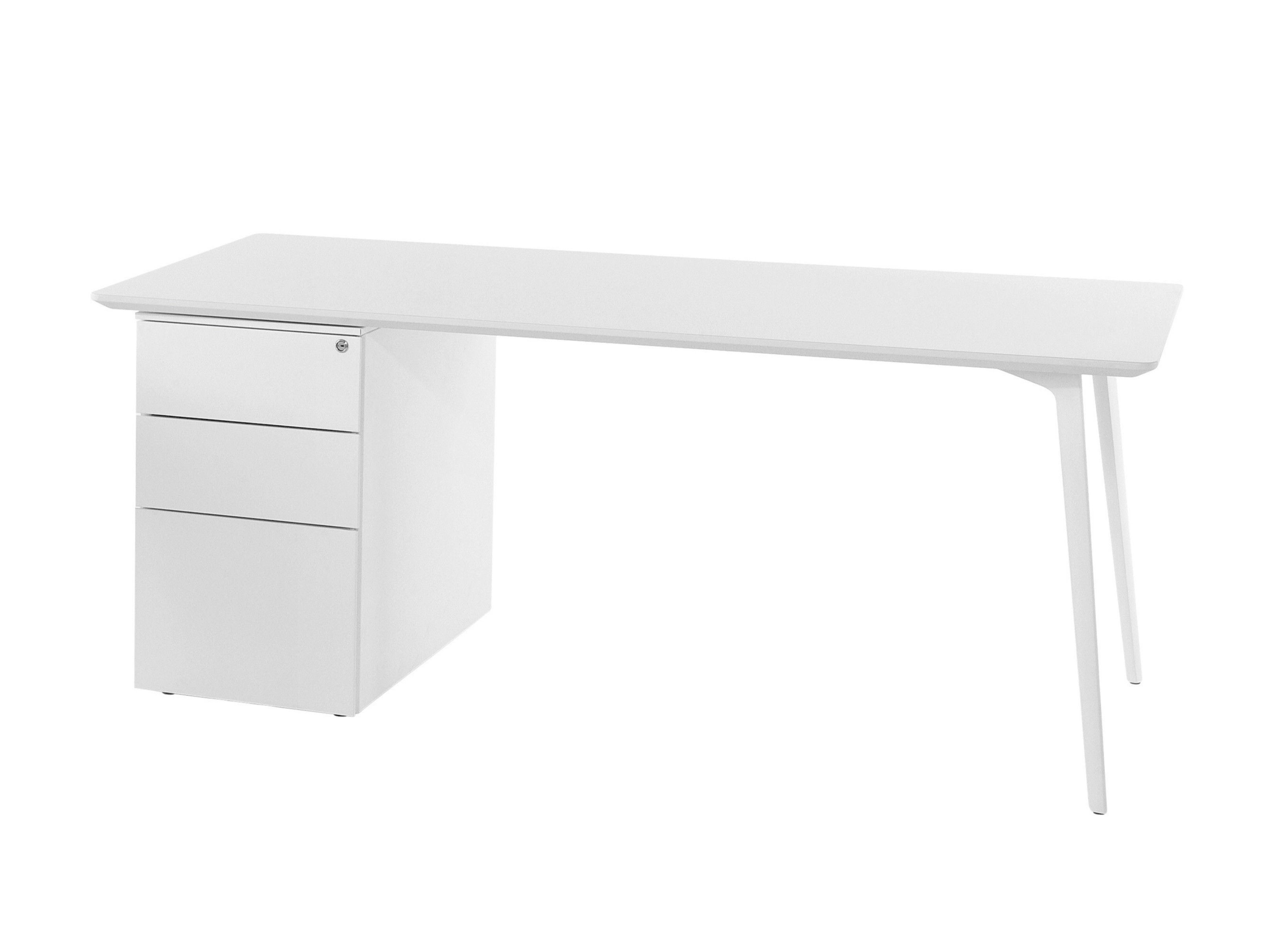FLY Rectangular wooden office desk with shelves By SELLEX design