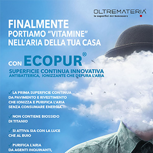 Superficie continua antibatterica e ionizzante che depura l'aria Ecopur by Oltremateria