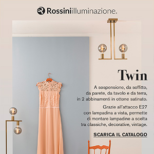 Twin by Rossini Illuminazione: la lampada in ottone satinato con lampadina a vista