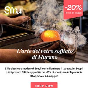 L'arte del vetro soffiato di Murano. -20% sull'illuminazione Siru