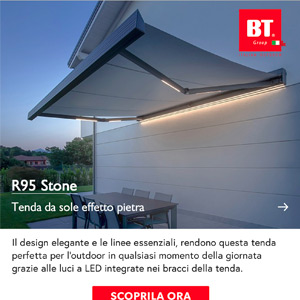 Tenda da sole cassonata effetto pietra con LED integrati: R95 Stone BT Group