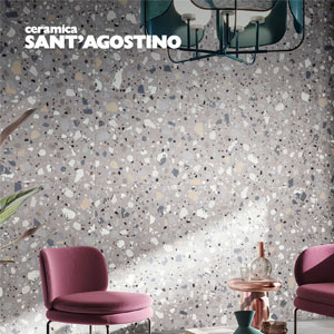 Ceramica Sant'Agostino Deconcrete: l'intramontabile motivo a terrazzo in gres porcellanato