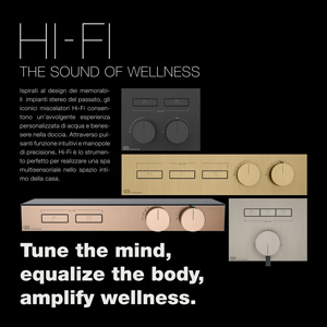 Miscelatori Gessi Hi-Fi ispirati agli iconici stereo degli anni '90