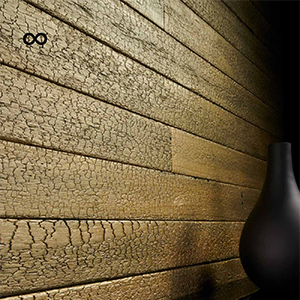 Rivestimenti in legno bruciato con speciale tecnologia Fireskin 330