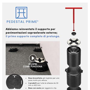 Supporto per pavimentazioni sopraelevate con prolunga integrata Pedestal PRIME Eterno Ivica