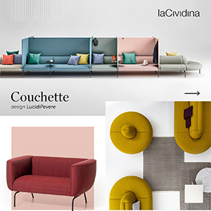 Sedute imbottite modulari LaCvidina Couchette: sostenibili, separabili e fonoassorbenti