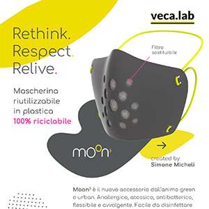 Mascherina riutilizzabile in plastica 100% riciclabile: Rethink, Respect, Relive