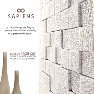 Sapiens Ardes Dry: mosaico decorativo in legno bruciato