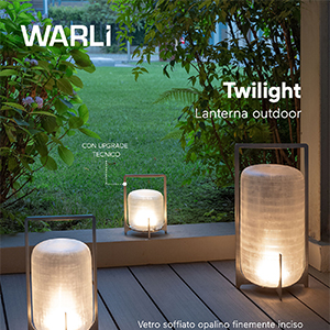 Lanterna outdoor Twilight di Warli in vetro soffiato e acciaio inox