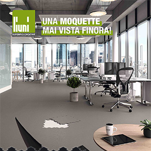 Nuova moquette Lock Tiles by Liuni con bordi tagliati a laser