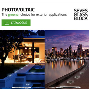 Mattoni di vetro LED fotovoltaici e pedonabili by Seves Glassblock