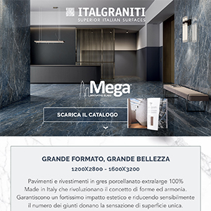 Lastre extralarge in gres, Mega by Italgraniti: grande formato, grande bellezza