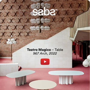 Saba, tavolo Teatro Magico: una quinta scenica per ambienti domestici e contract