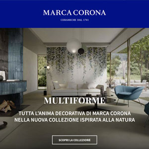 Marca Corona Multiforme: gres effetto cemento e resina ispirato alla natura