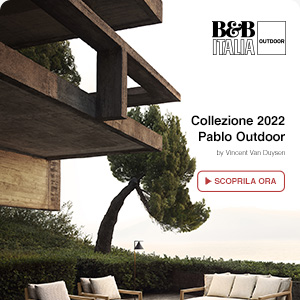 B&B Italia collezione Pablo Outdoor: sedute morbide e tavolini in cemento
