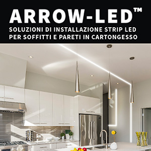 Soluzioni di installazione strip LED per soffitti e pareti: ARROW-LED by Akifix