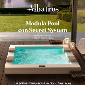 La prima minipiscina in Solid Surfaces con idromassaggio invisibile by Albatros
