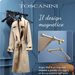 Il design magnetico: sistema a parete appendiabiti Angie Wall by Toscanini