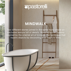 Pastorelli Mindwalk: pavimenti e rivestimenti con inclusioni ispirate all'arte Kintsugi