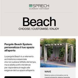 Pergole in alluminio Sprech Beach System, scegli e personalizza il tuo modello