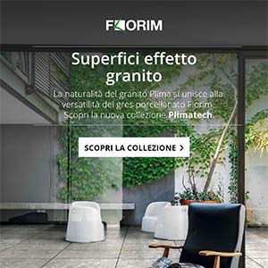La naturalit� del granito Plima si unisce alla versatilit� del gres porcellanato Florim Ceramiche