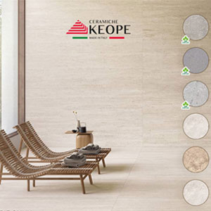 Gres porcellanato effetto pietra: due nuove finiture presentate a Cersaie da Ceramiche Keope