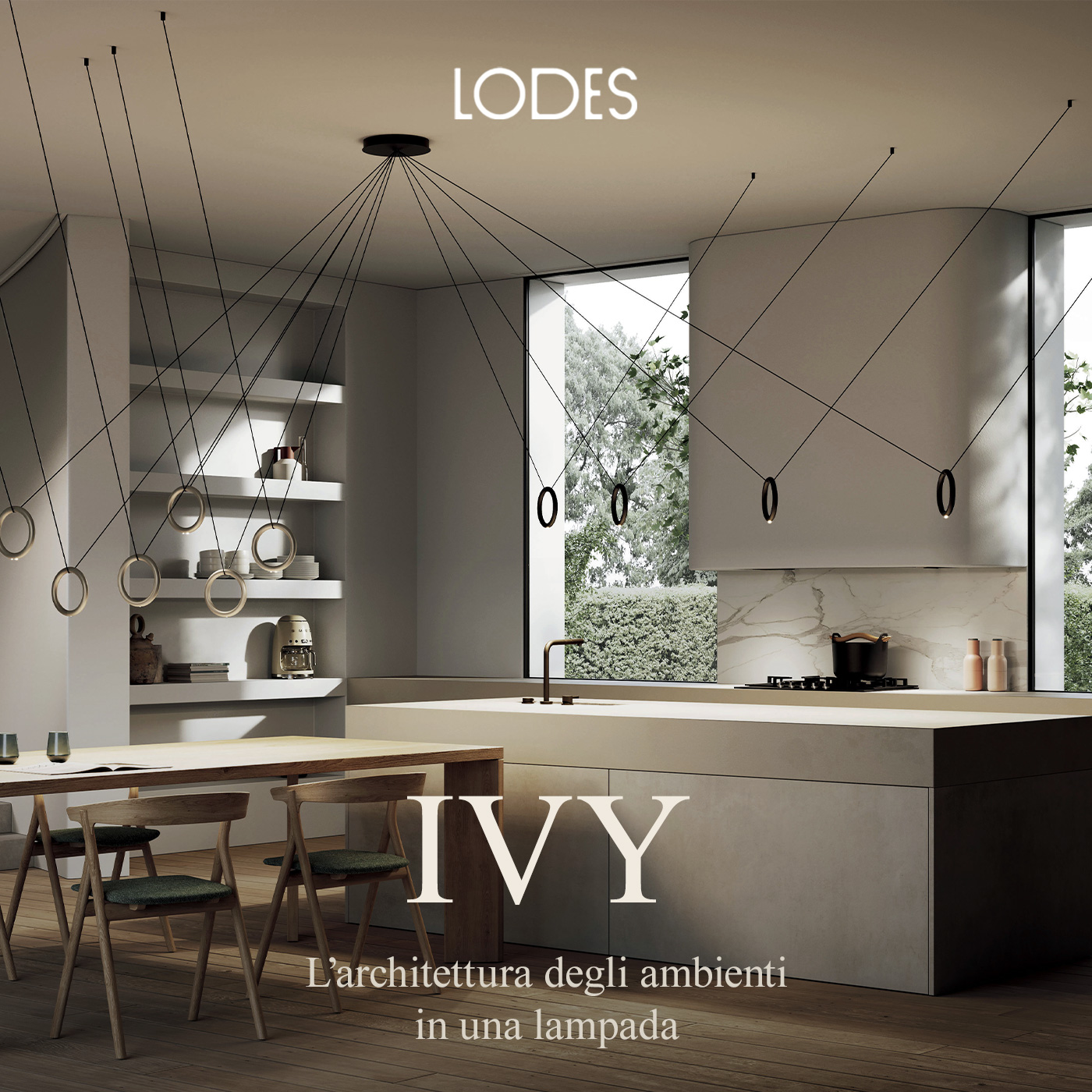 IVY by Lodes: lampada a sospensione minimalista e geometrica firmata Vittorio Massimo