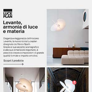 Levante Luceplan, lampada a sospensione in PET riciclato: armonia di luce e materia