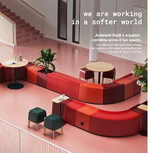 Sistemi di arredo modulari Boln per ambienti fluidi e organici
