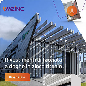 Rivestimenti di facciata a doghe in zinco titanio VMZINC