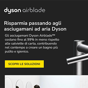 Asciugamani ad aria Dyson Airblade. Design, sostenibilit� e igiene