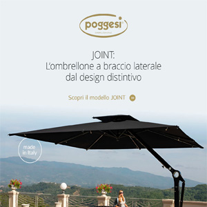 Ombrellone a braccio laterale Joint di Poggesi: l�essenzialit� delle forme 