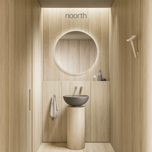 Arredo bagno Noorth, collezioni Caba e Saba: il valore della materia