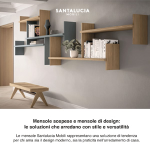 Librerie sospese e mensole Santalucia Mobili: progetta pareti versatili e organizzate