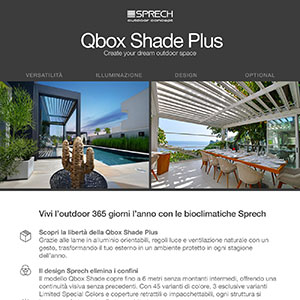 Pergola bioclimatica Shade Plus con lame in vetrocamera di Sprech