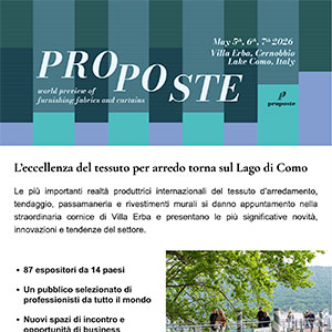 Proposte 2026, il tessile d�arredo internazionale torna sul Lago di Como