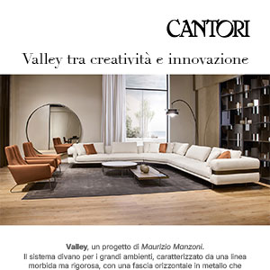 Divano modulare con chaise longue Valley di Cantori: comfort sartoriale in tessuto