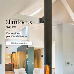 Slimfocus, il caminetto minimal a legno o a gas: stile essenziale e forma compatta