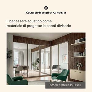 Pareti divisorie e attrezzate Quadrifoglio Group: il benessere acustico come materiale di progetto