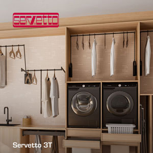 Saliscendi fissati a parete per cabina armadio Servetto 3T 