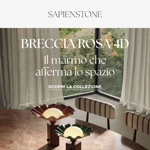 La forza espressiva della materia ceramica: Breccia Rosa 4D di Sapienstone